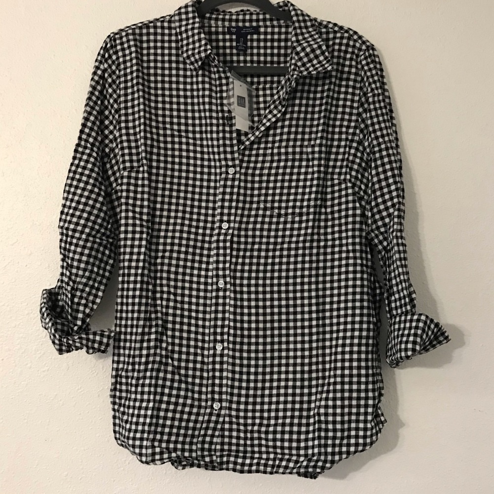 Gap black and white checkered flannel